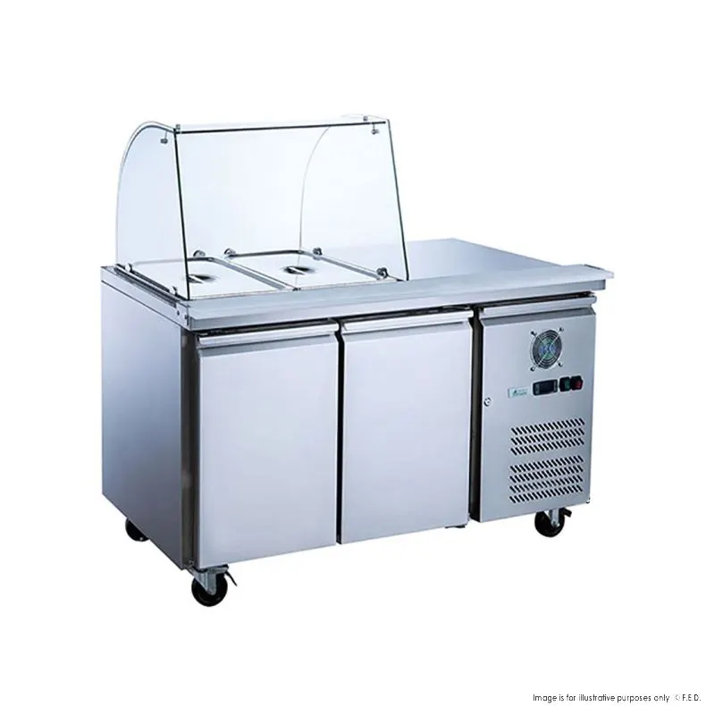 Ex-Display Thermaster Two Door Salad Prep Fridge with Curve Glass Top - XTHP2100SALGC-NSW1992