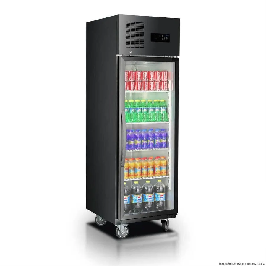 Ex-Display Single Glass Door Upright Fridge Black Stainless Steel - SUCG500B