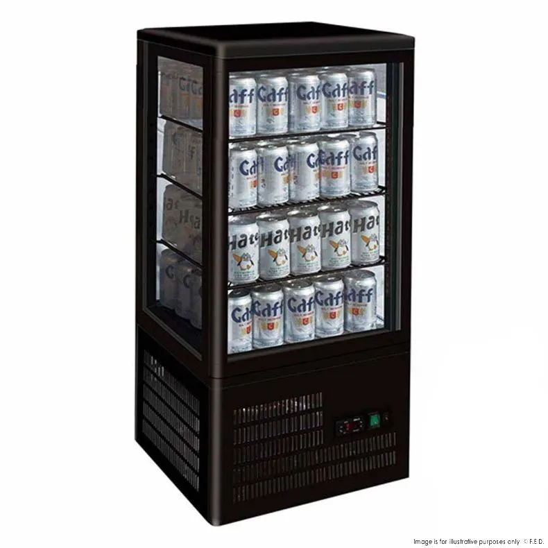 Ex-Display Thermaster Four-Sided Countertop Beverage Display Fridge Black - TCBD78B-NSW2196
