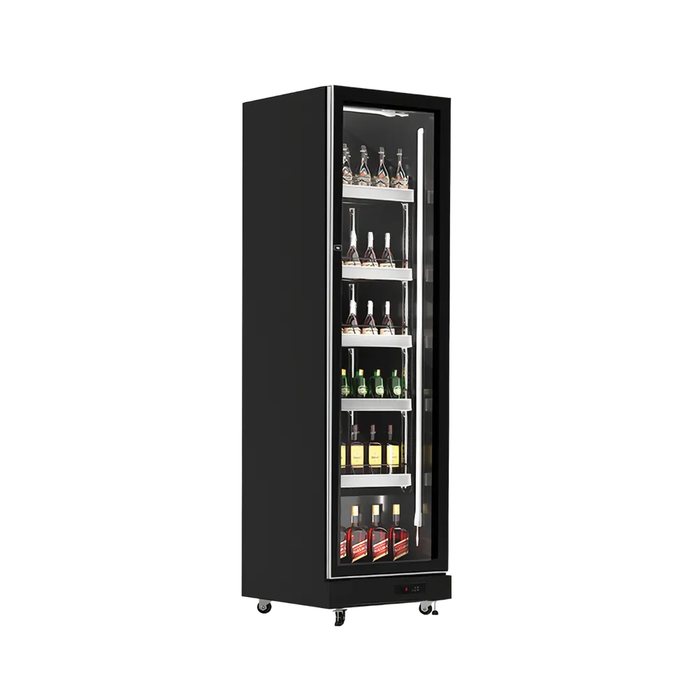 Exquisite One Glass Doors Upright Display Fridge – Black - DC410