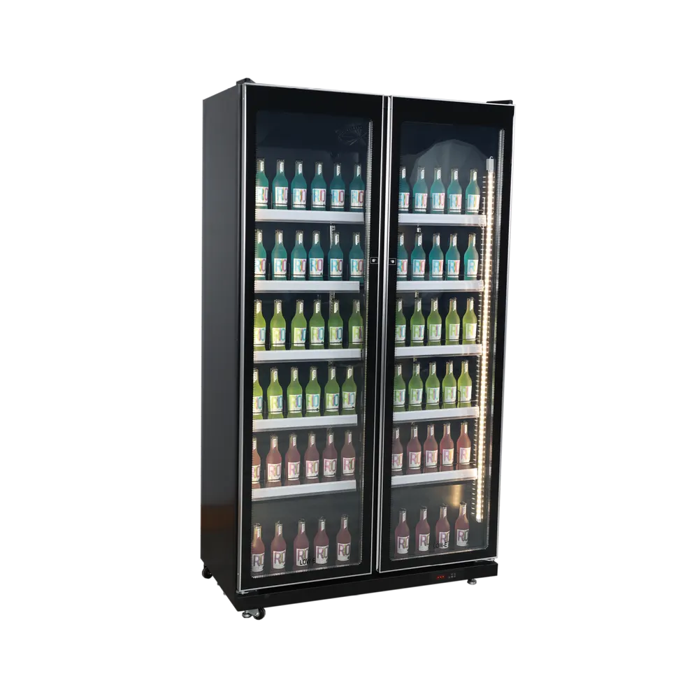 Exquisite Two Glass Doors Upright Display Fridge – Black - DC700