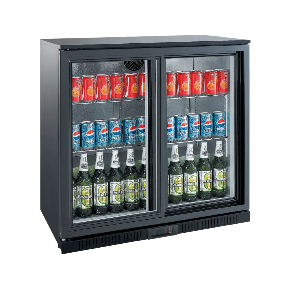 Exquisite Two Sliding Doors Backbar Display Fridge 199L - Low Height - UBC210SL