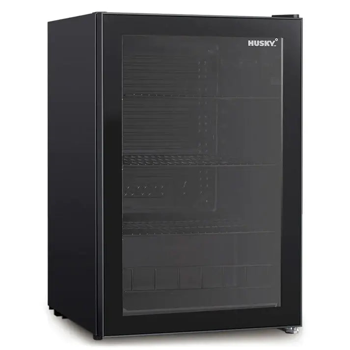 Husky 130L Glass Door Bar Fridge in Black - HUS130CNBLK