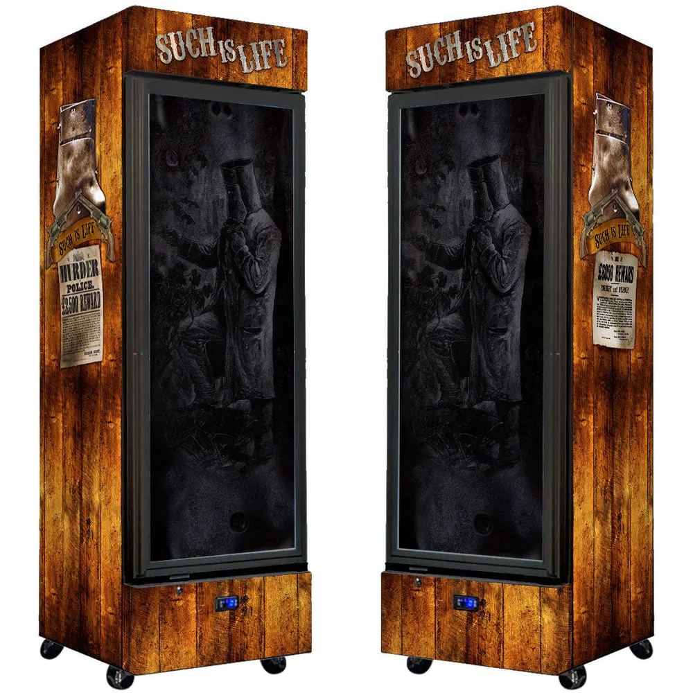 Ned Kelly Branded Upright Quiet Running Black Glass Door Bar Fridge - Model SC372-NED