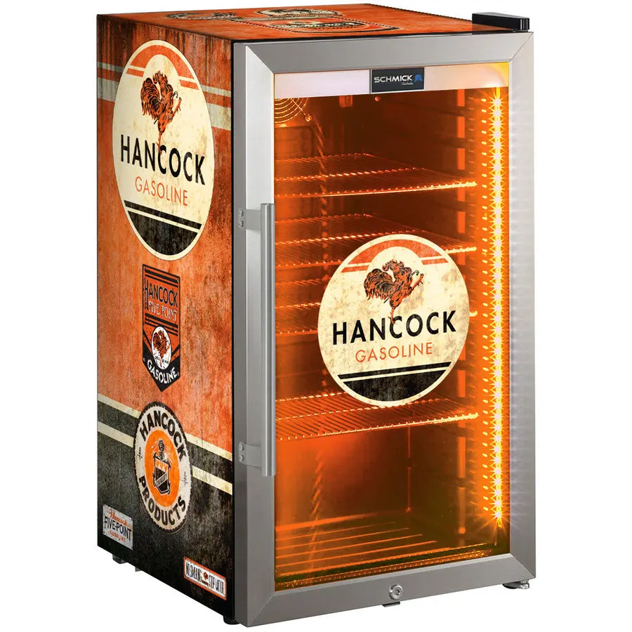 Schmick Hancock Schmick Vintage Fuel Pump Triple Glazed Alfresco Bar Fridge With LED Strip Lights - Model SC88-FP-HANCOCK