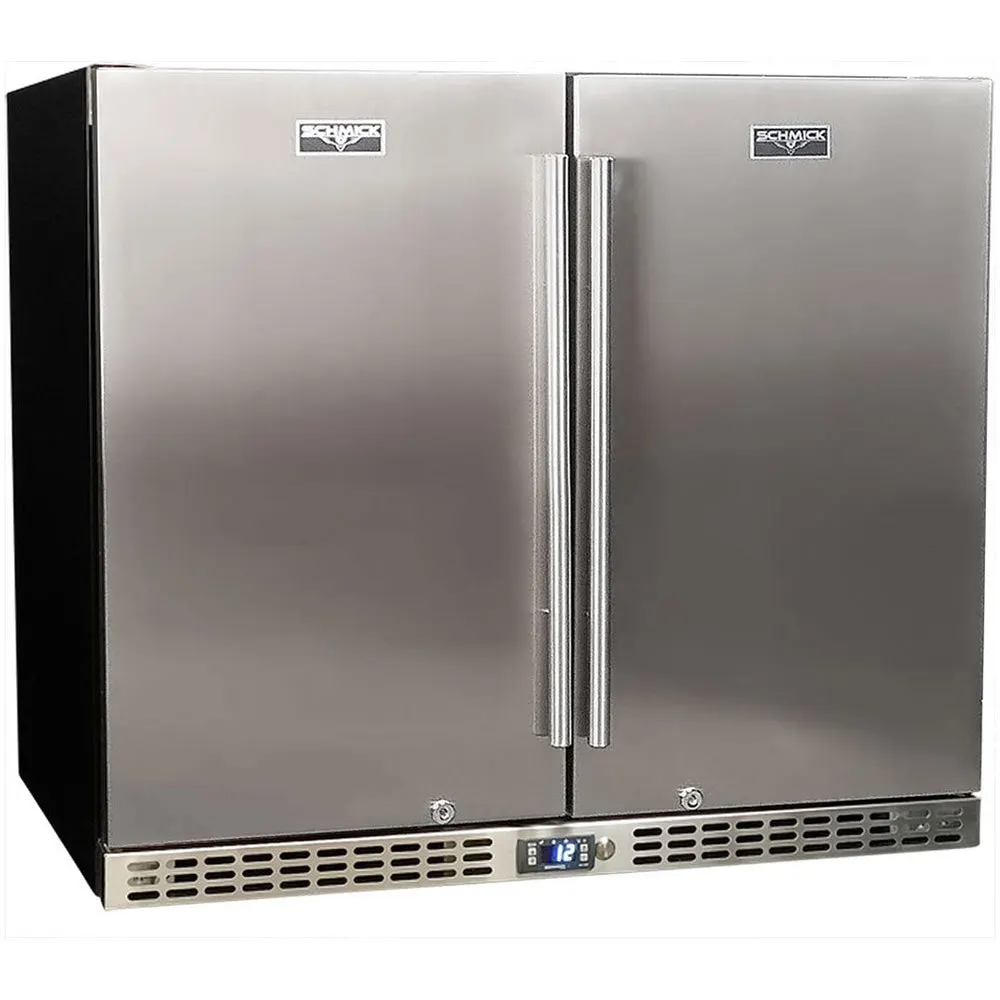 Schmick Twin Door Quiet Running Stainless Steel Solid Door Bar Fridge Model SK206-SD - Low Height - Model SK206-SD