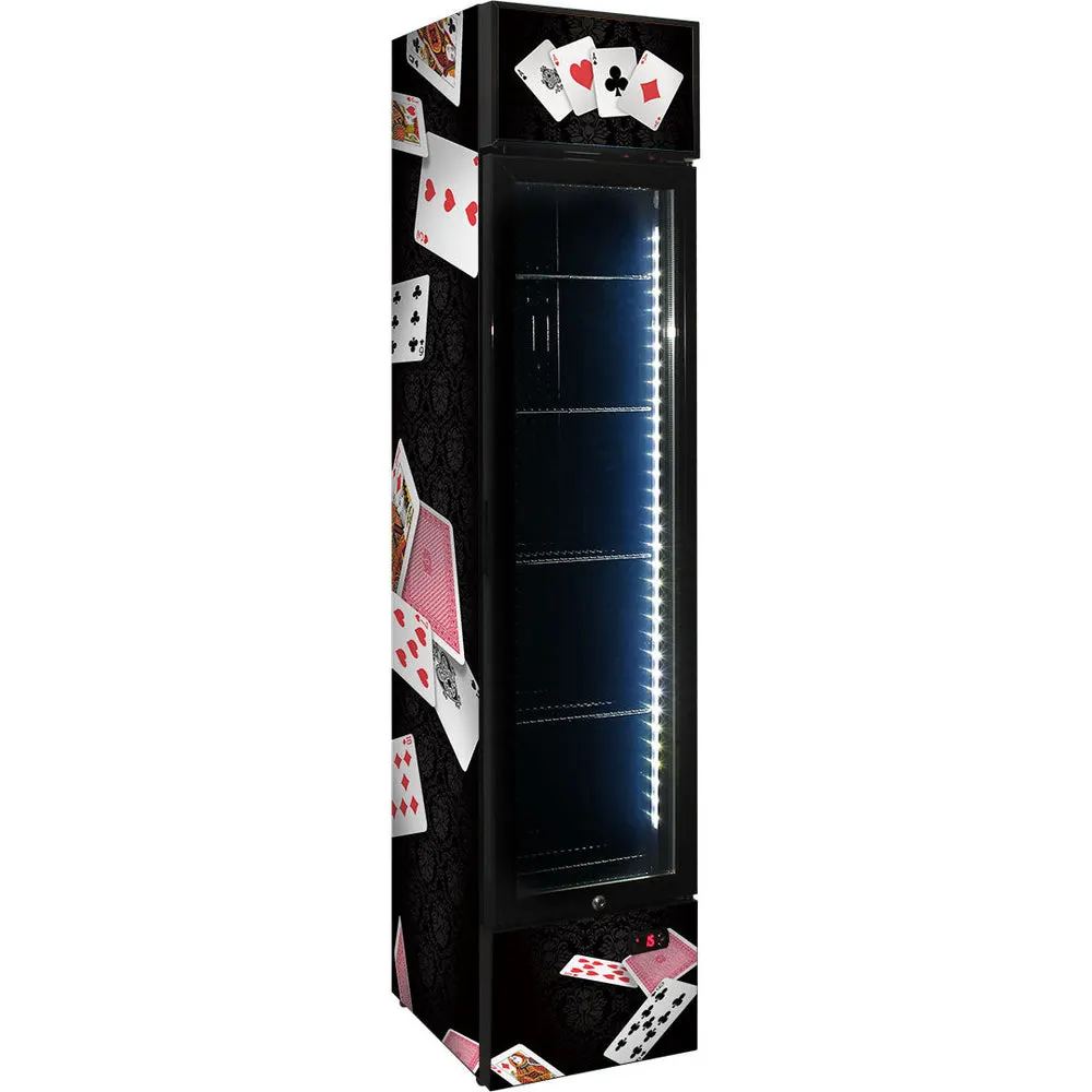 Branded Skinny Upright Bar Fridge With Playing Card Design - Model SS-P160FA-PC