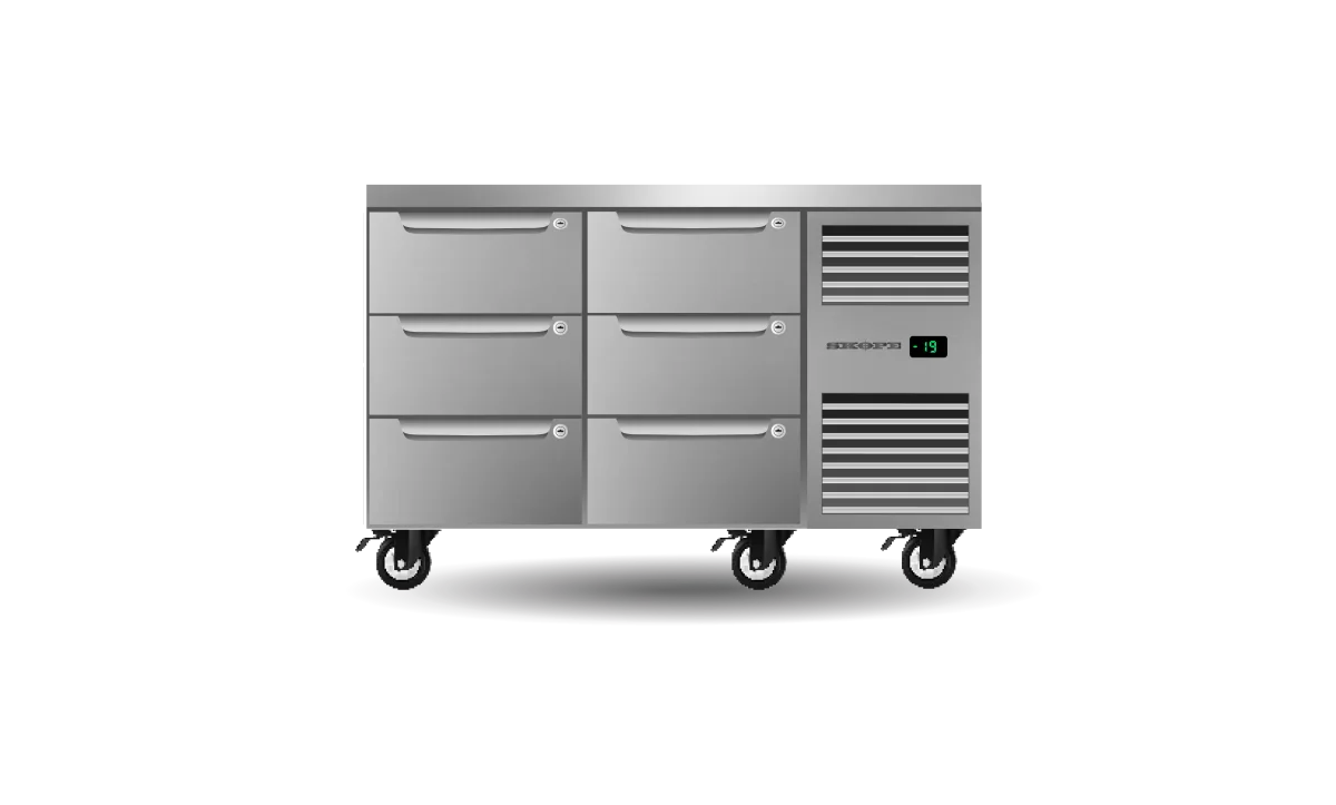 Skope ProSpec 6 Drawer, 2 Bay, Underbench GN1/1 Right Hand Freezer - PG11.UBF.2.D6.RH