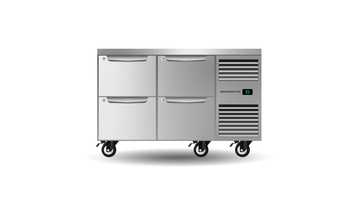 Skope ProSpec 4 Drawer, 2 Bay, Underbench GN 1/1 Right Hand Fridge - PG11.UBR.2.D4.RH
