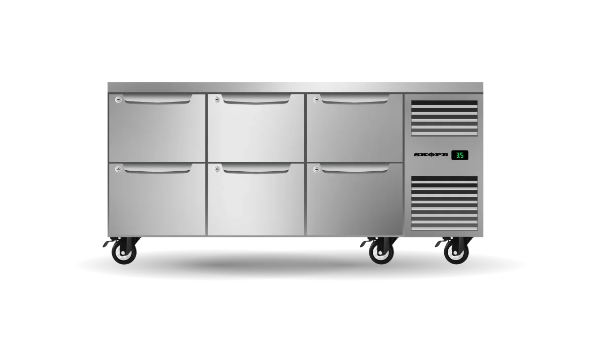 Skope ProSpec 6 Drawer, 3 Bay, Underbench GN 1/1, Right Hand Fridge - PG11.UBR.3.D6.RH