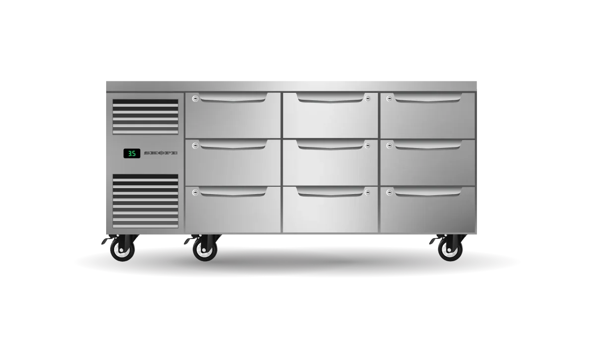 Skope ProSpec 9 Drawer, 3 Bay, Underbench GN 1/1 Fridge - PG11.UBR.3.D9