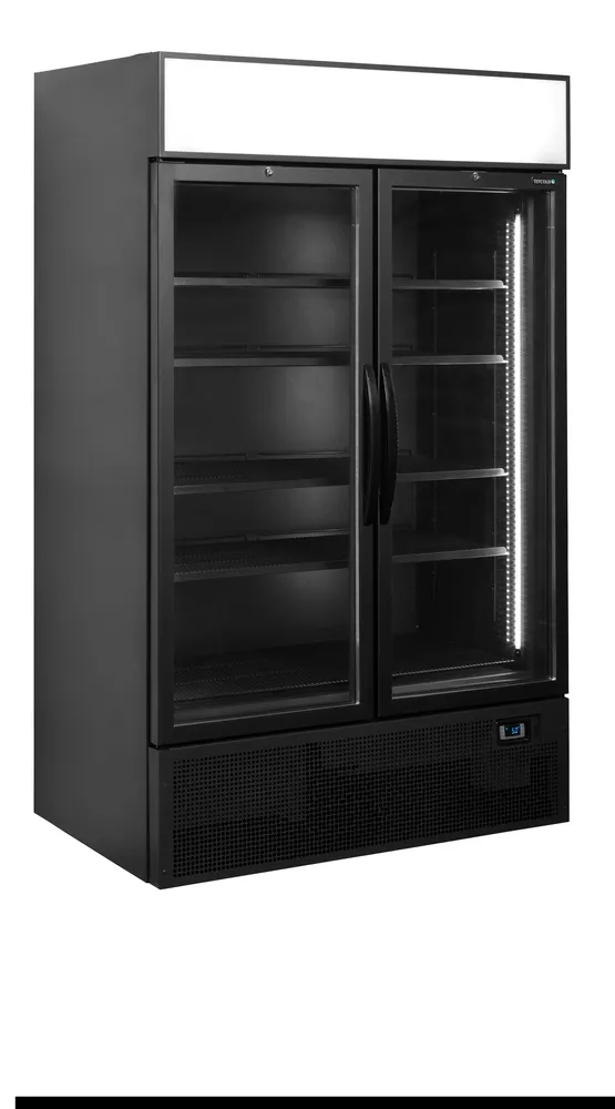 Tefcold FSC1200H BLACK - Black 2-door display cooler with canopy