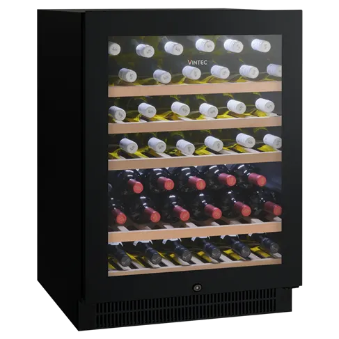 Vintec VWS050SBB-X - 50-Bottle Single-Zone Black Glass Wine Cabinet